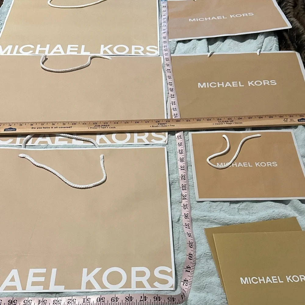 6 Michael Kors Beige and White Bags & One Box